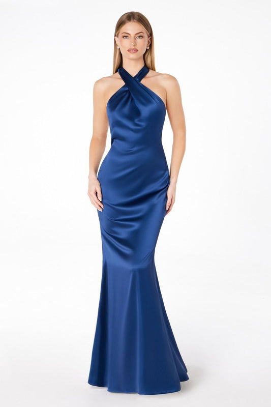 High halter v-neck mermaid dress